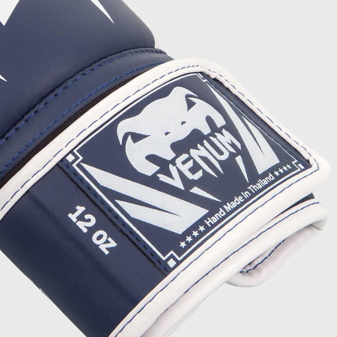 Venum Elite Boxing Gloves - White/Navy Blue 16oz