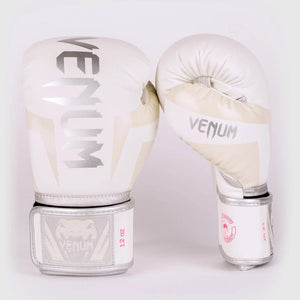 Venum Elite Boxing Gloves - White/Silver-Pink 16oz