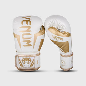 Venum Elite Boxing Gloves | White/Gold  - 10oz