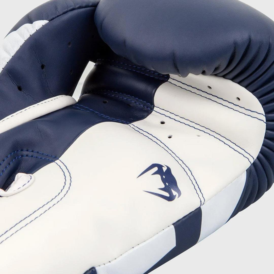 Venum Elite Boxing Gloves - White/Navy Blue 16oz