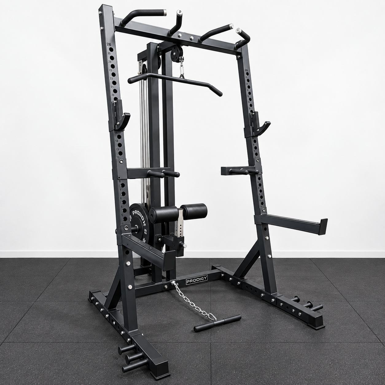 Prodigy Commercial Half Rack with Lat Pulldown Attachment
