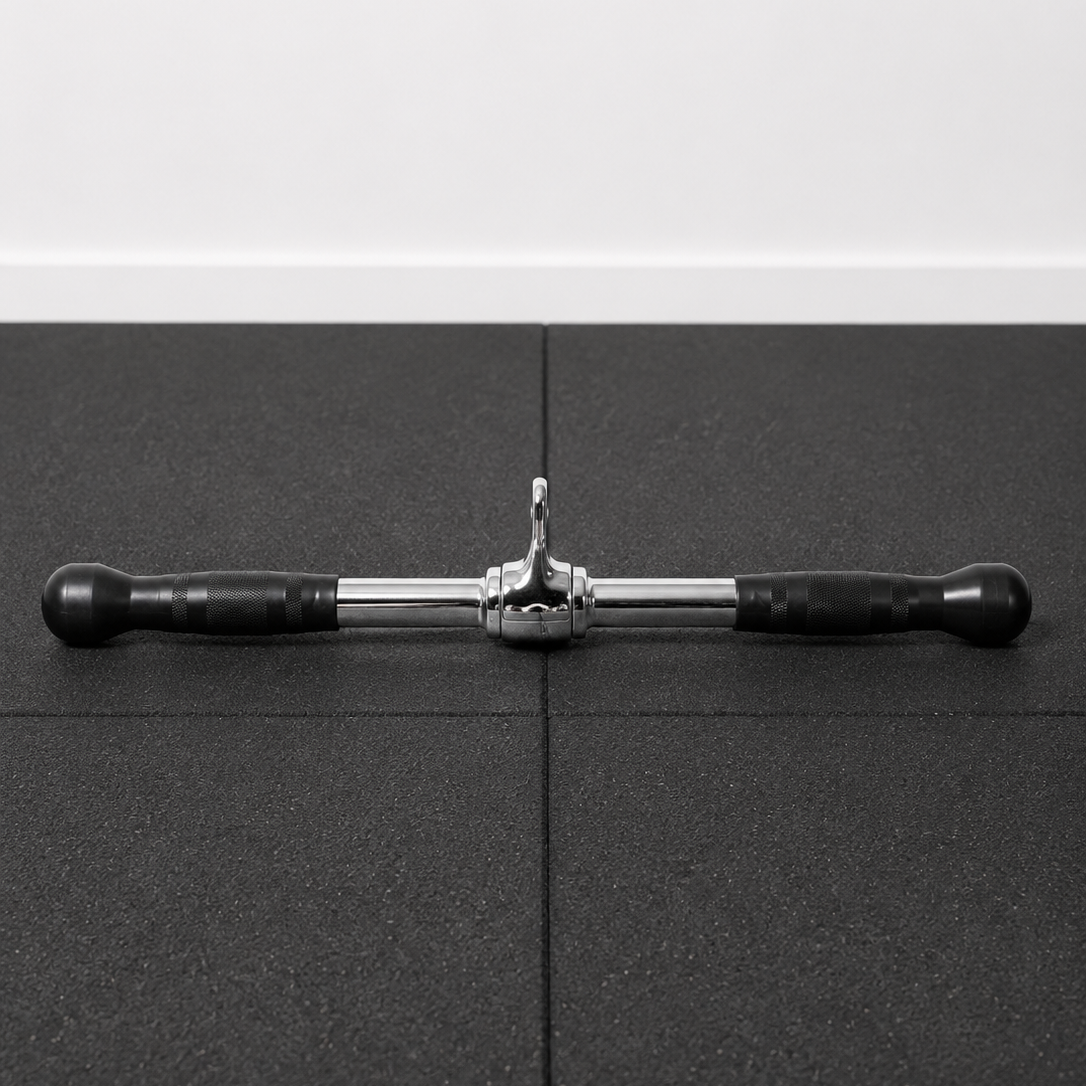 Rotating Straight Bar Cable Attachment With Rubber Grips