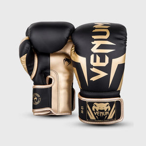 Venum Elite Boxing Gloves - Black/Gold - 16oz